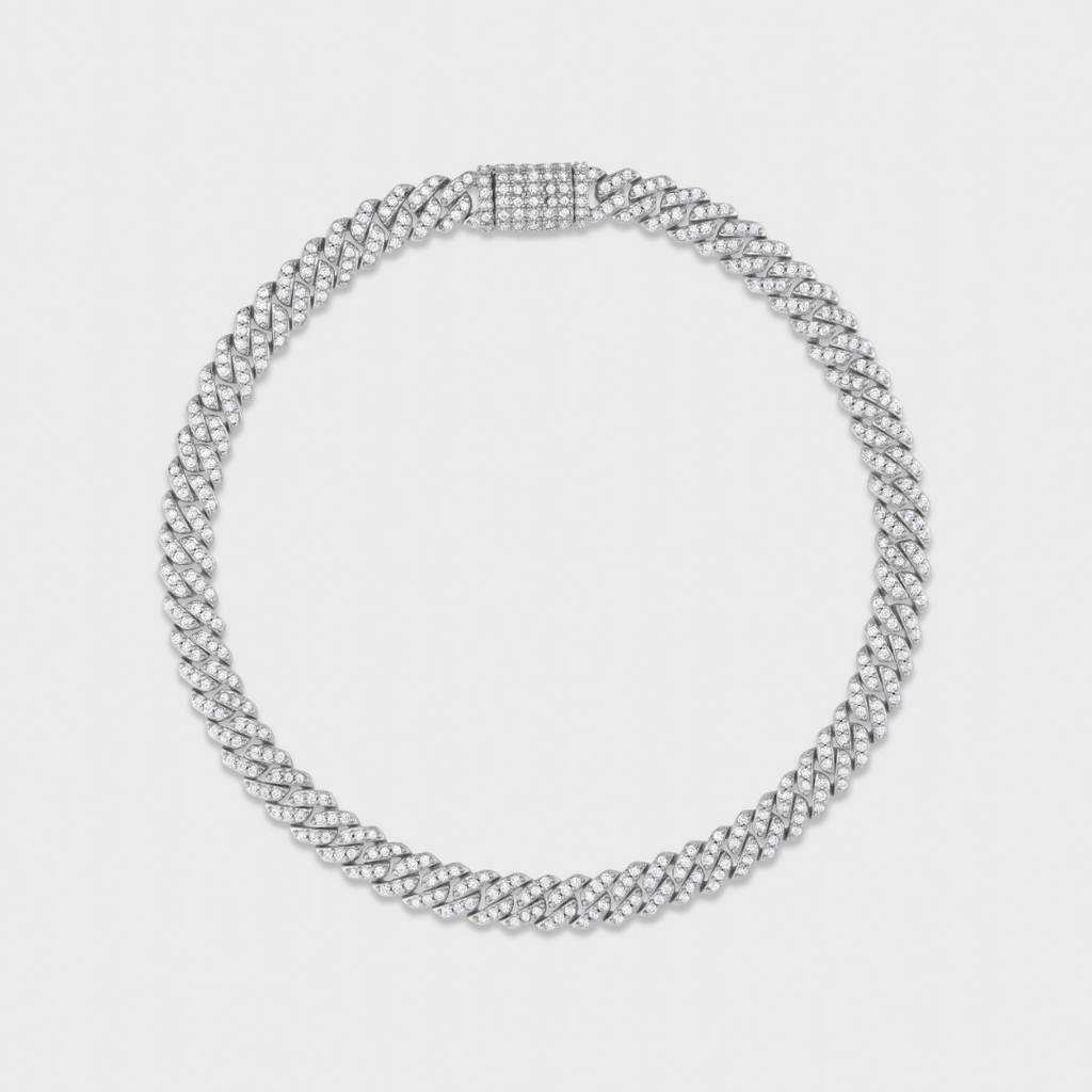 Women's Iced Micro Prong Cuban Bracelet (Silver) - 6mm