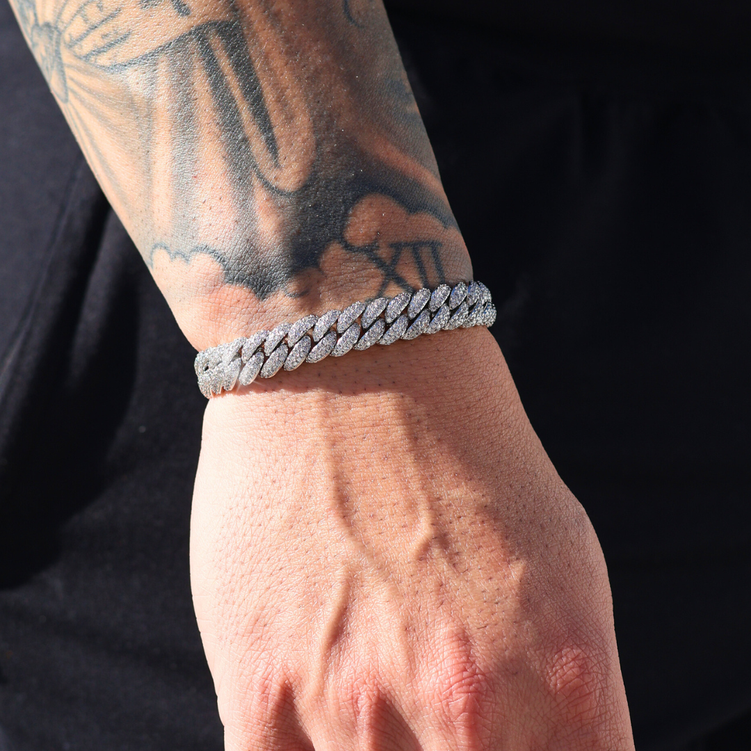 Iced Cuban Chain + Bracelet (Silver) - 10mm