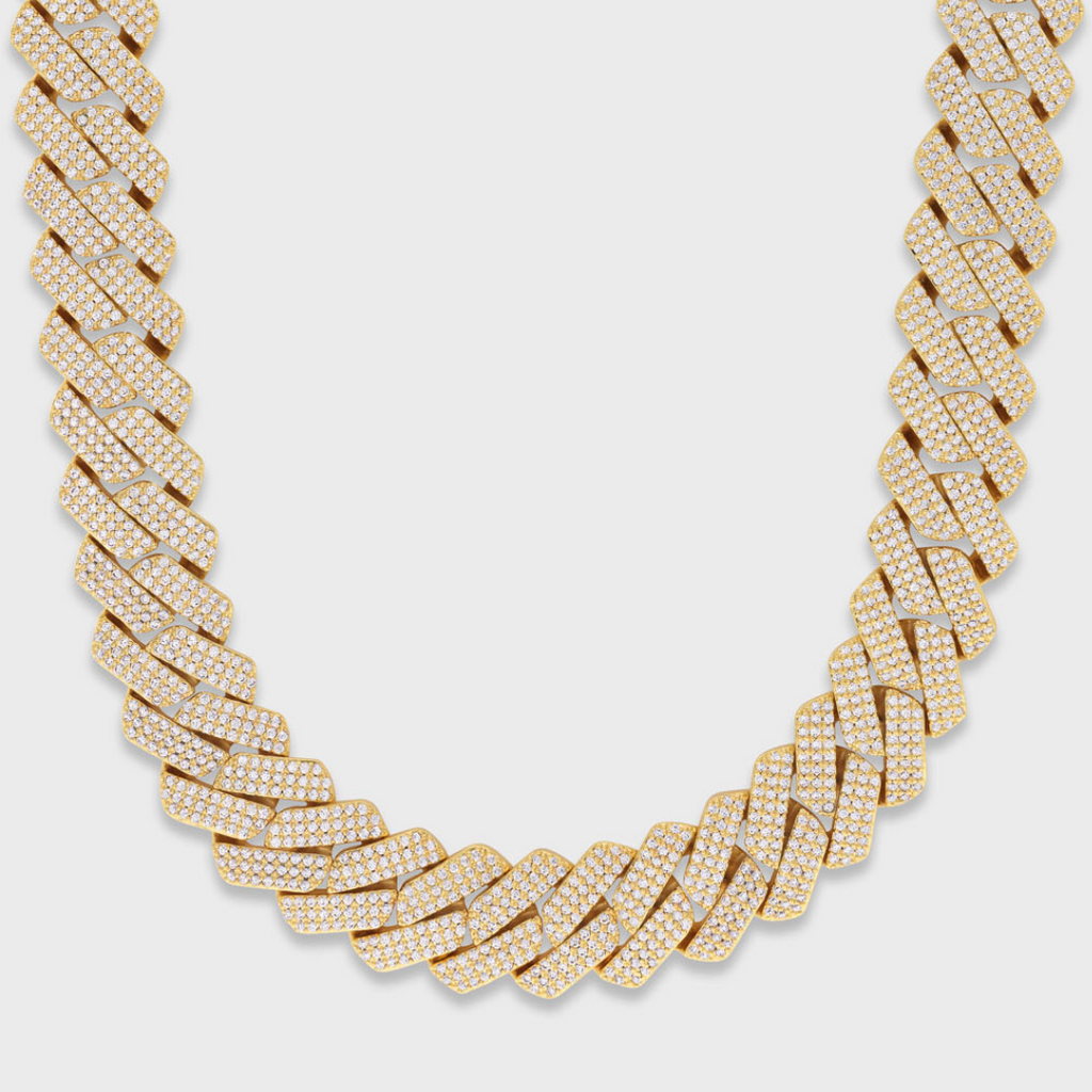 Iced Prong Cuban Chain (Gold) - 20mm