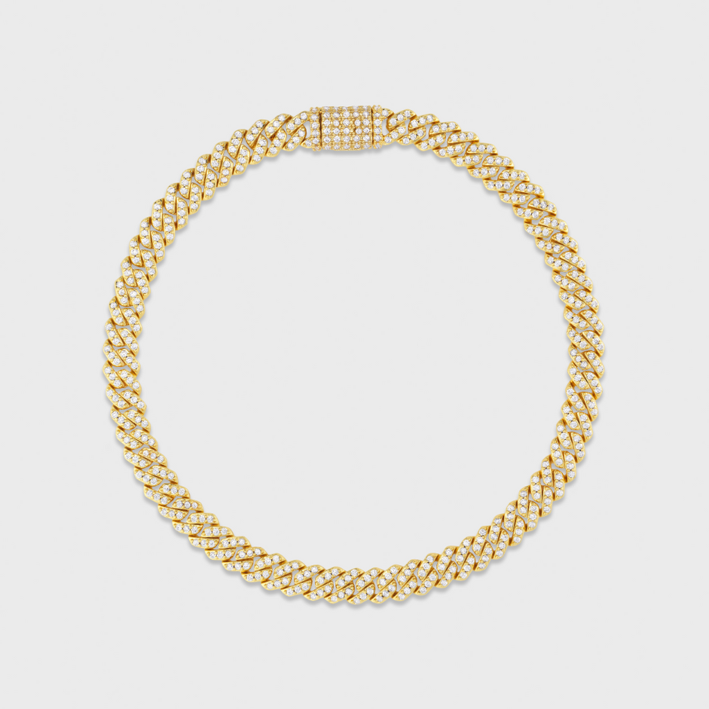 Women's Iced Micro Prong Cuban Chain + Bracelet (Gold) - 5mm