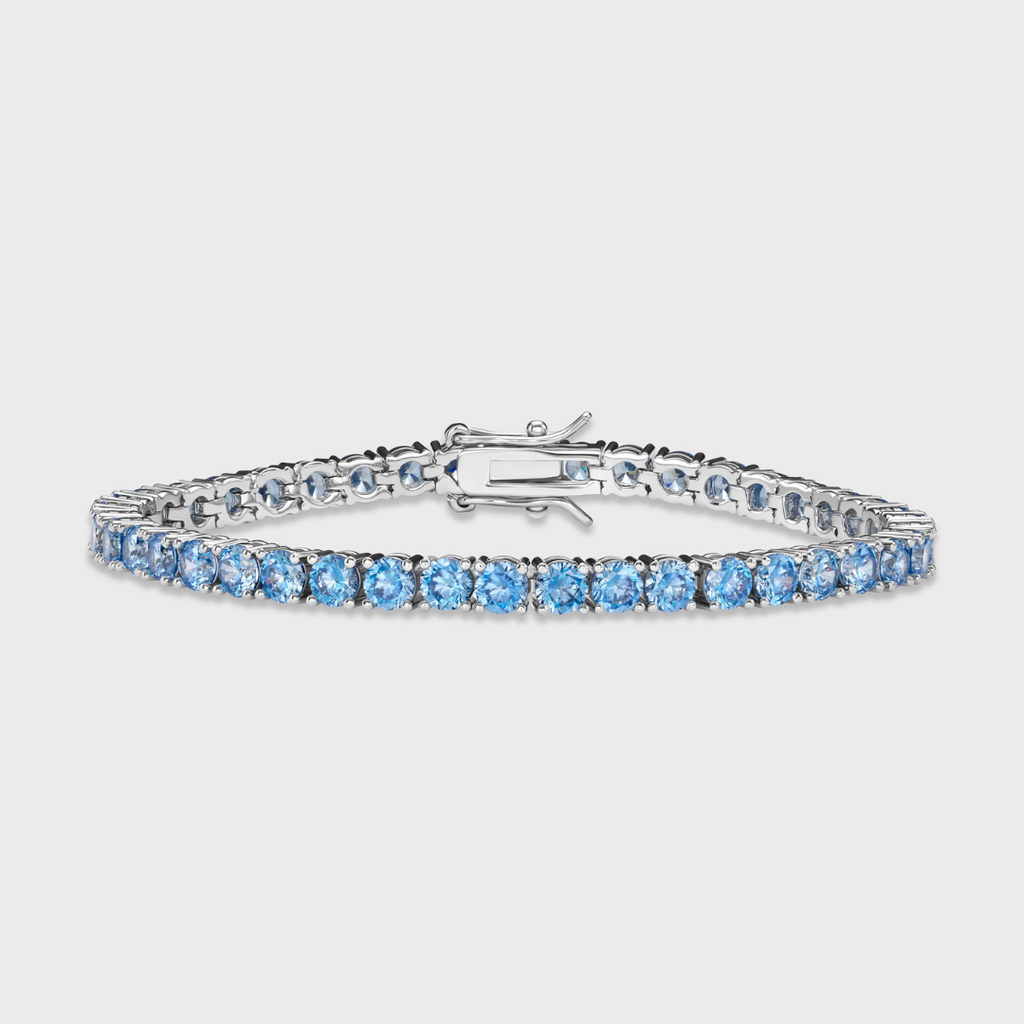 Women's Blue Diamonds Tennis Bracelet (Silver) - 4mm