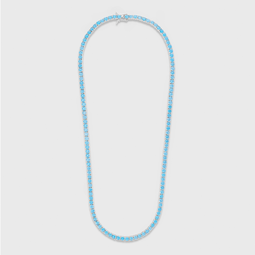 Women's Blue Diamonds Tennis Chain (Silver) - 4mm
