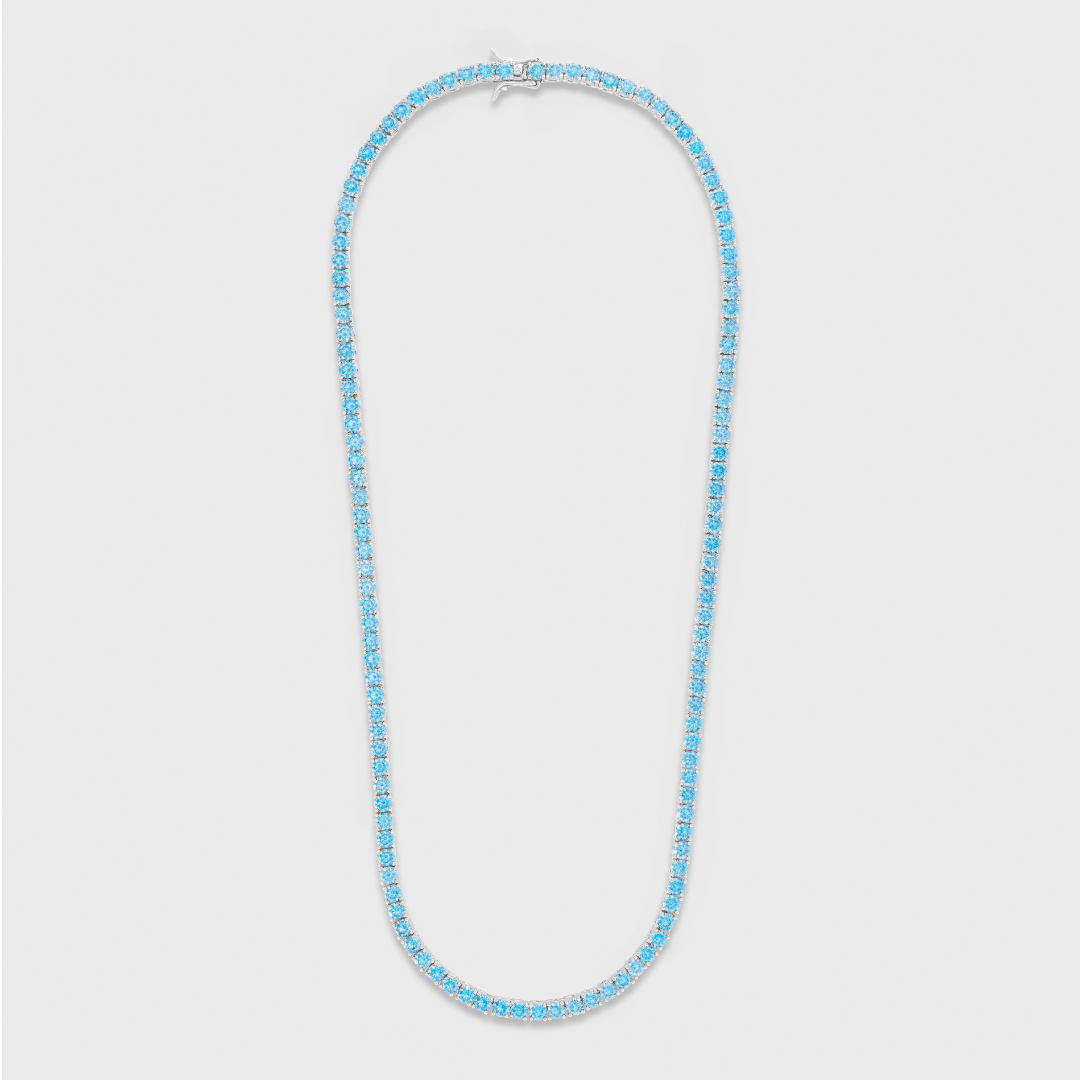 Women's Blue Diamonds Tennis Chain (Silver) - 4mm