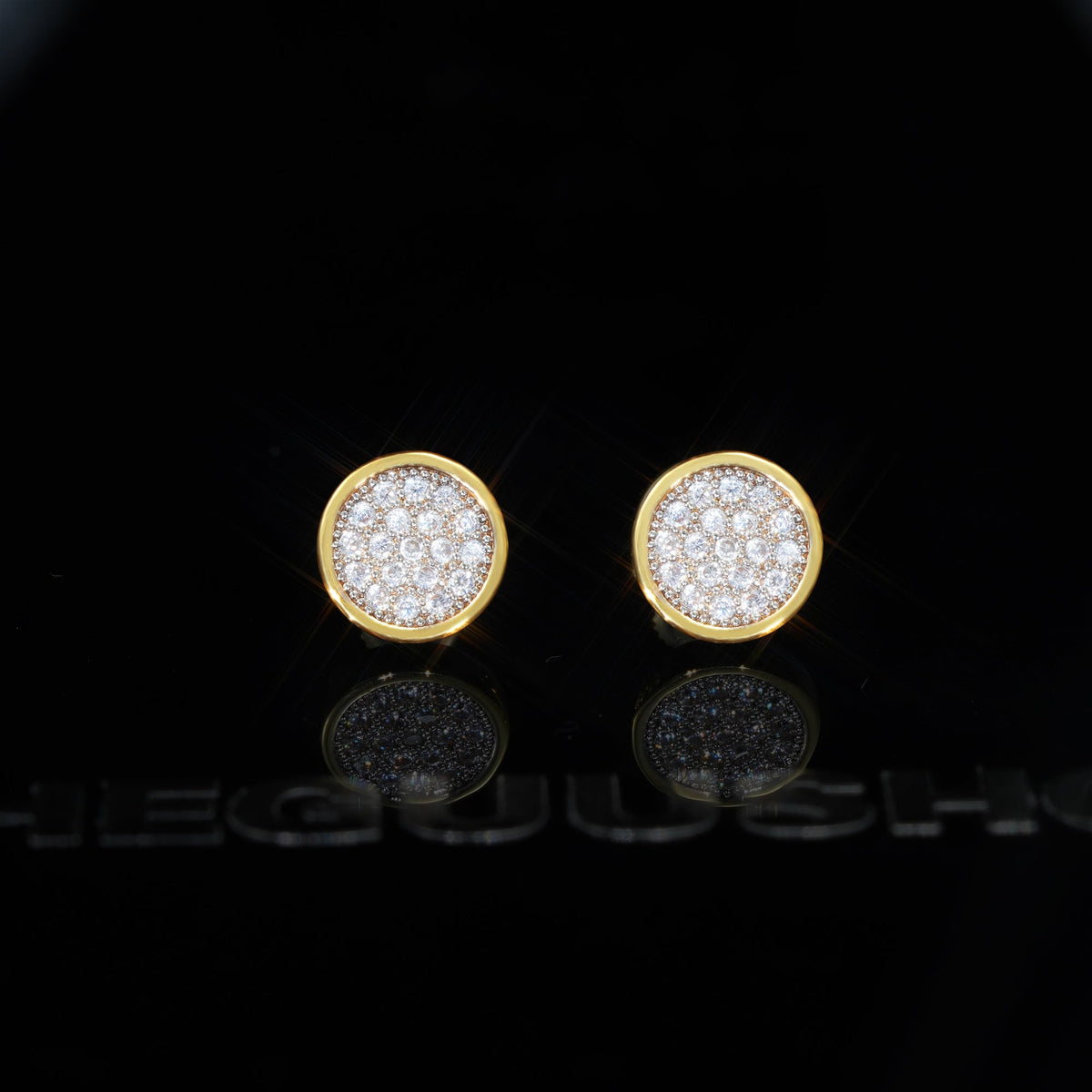 Gold-Plated Micro-inlay CZ  Round Stud Earring