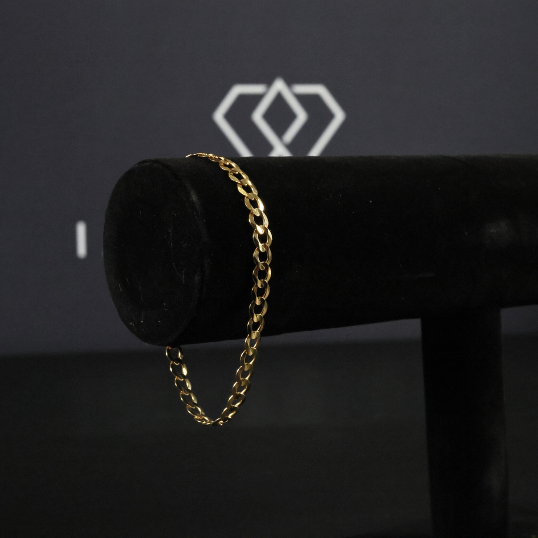 Solid Gold Italian Curb Link Bracelet - 6mm