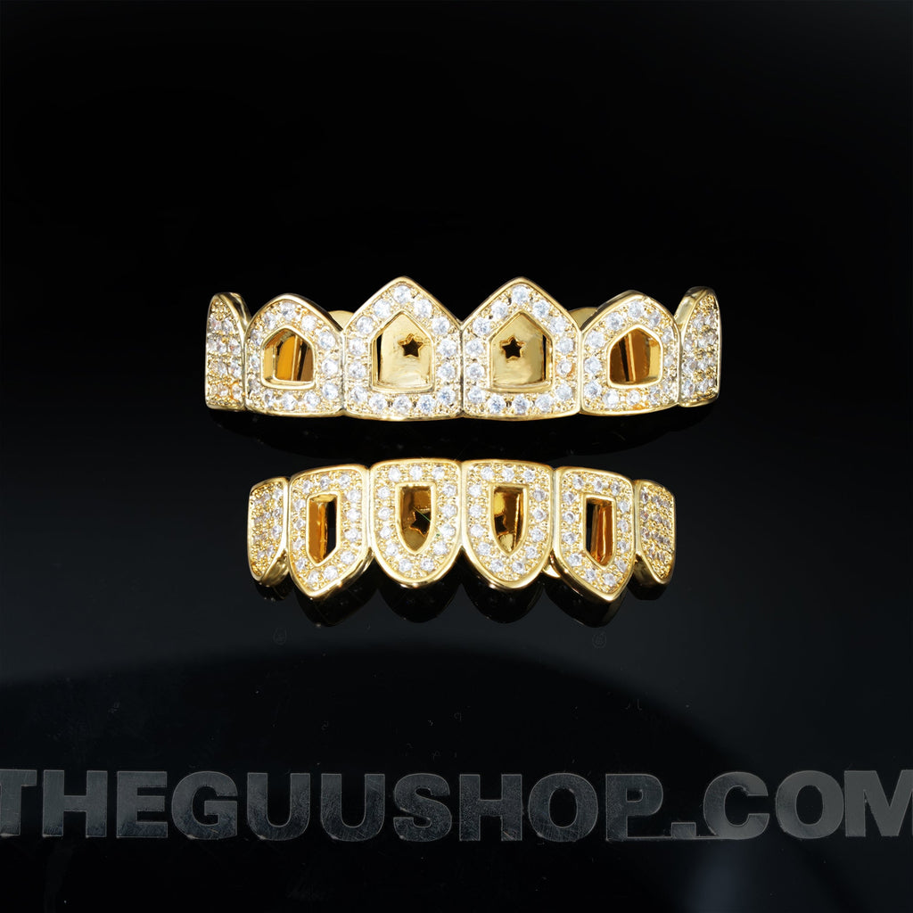 Hip Hop  Hollow CZ Grillz Bar Iced Edition