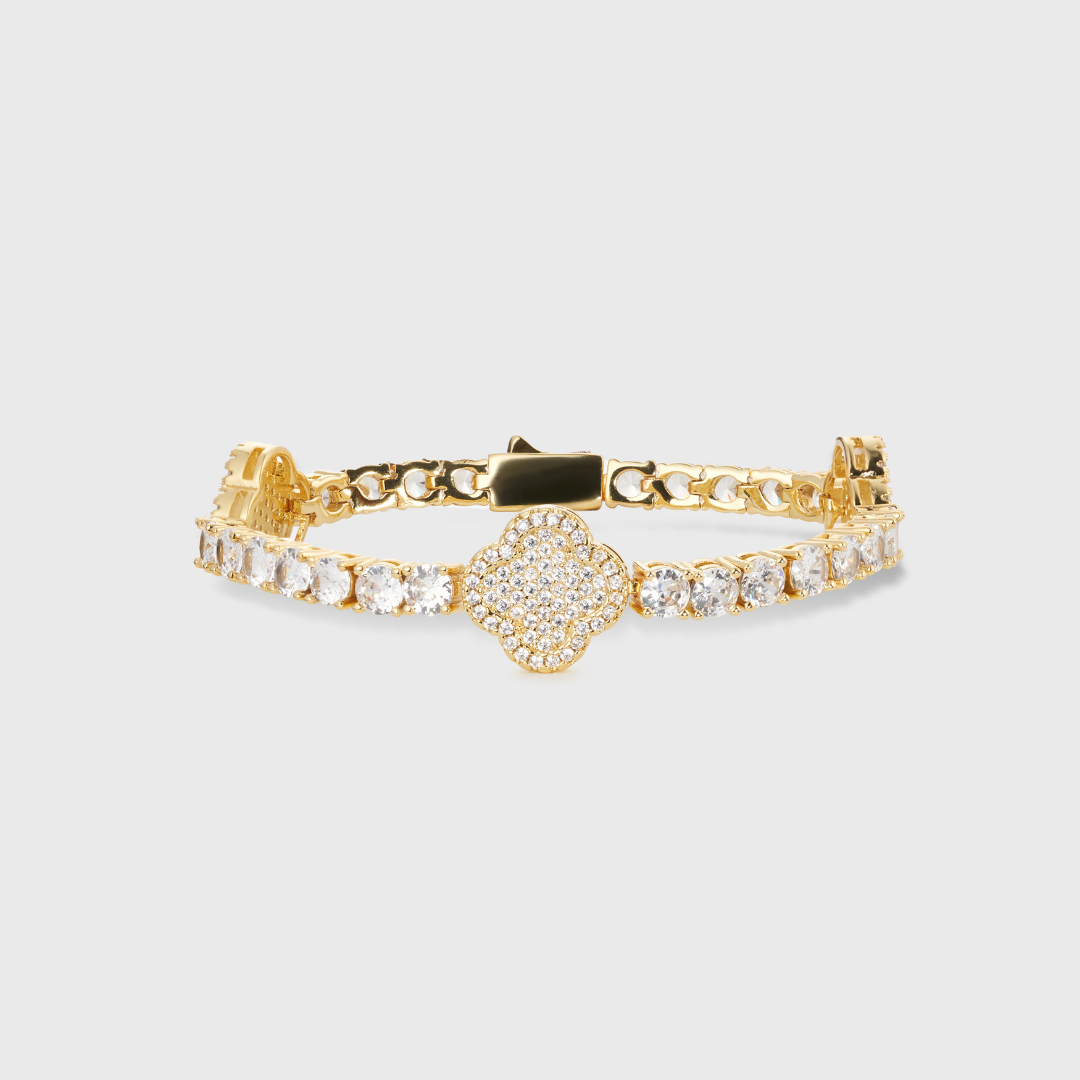 Clover Tennis Bracelet (Gold) - 4mm