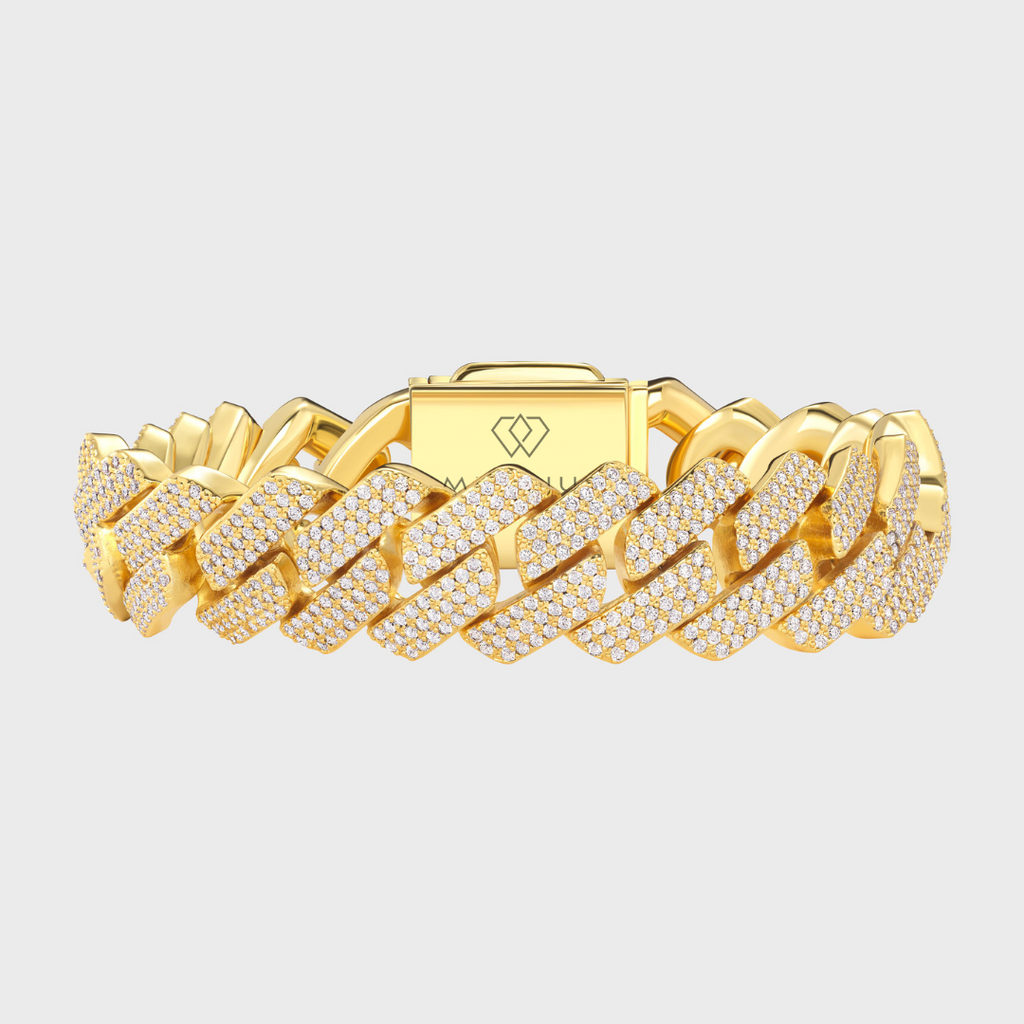 Iced Prong Cuban Chain + Bracelet (Gold) - 20mm