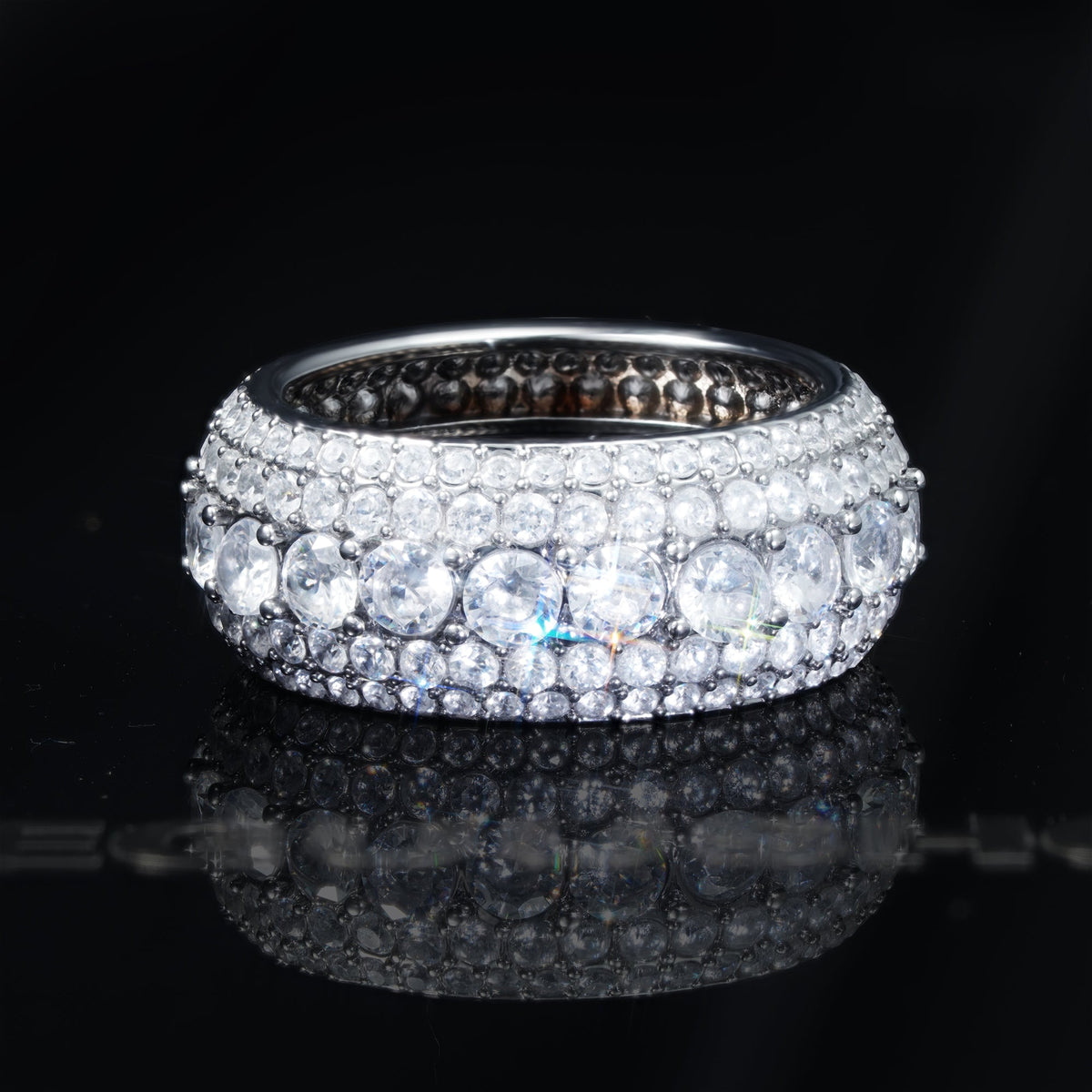 UPDATED 2019 Micro-inlay CZ  Five Rows Ring