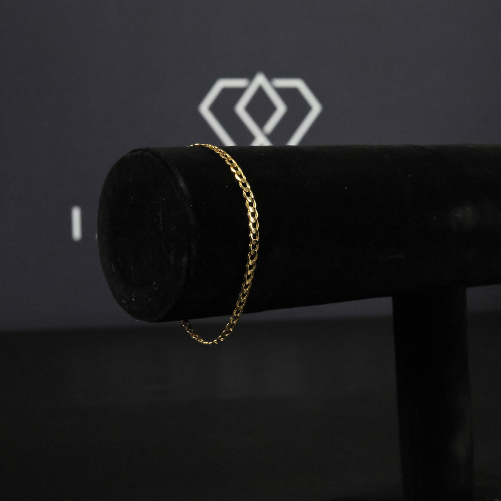 Solid Gold Italian Curb Link Bracelet - 3mm