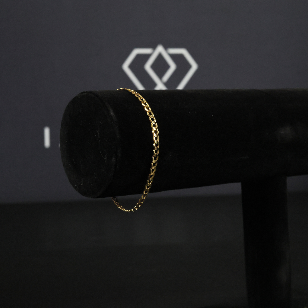 Solid Gold Italian Curb Link Bracelet - 3mm