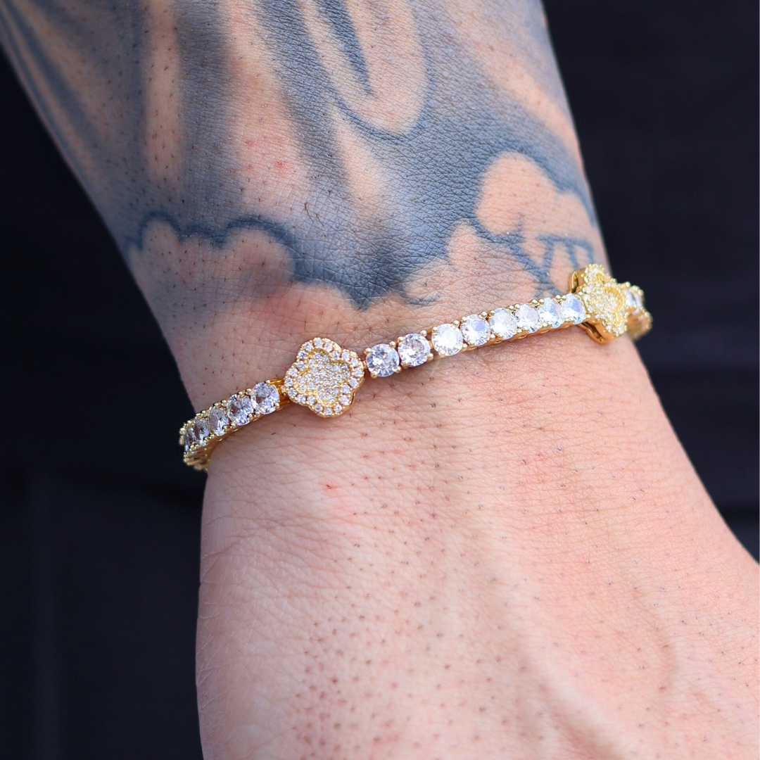 Clover Tennis Bracelet (Gold) - 4mm