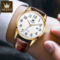 Luxury Waterproof Quartz Watch for Men and Women with Leather Strap and Arabic Numeral Scale