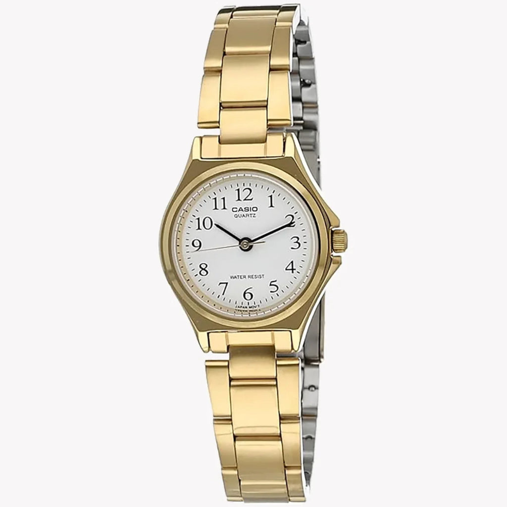 Casio Women’s White Dial Analog Watch with Gold Bracelet - LTP-1130N-7B
