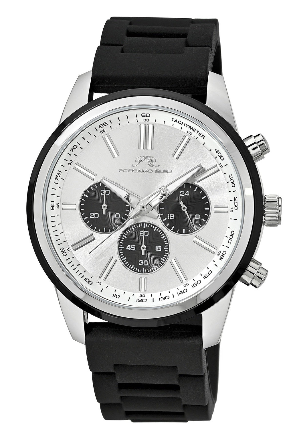Porsamo Bleu Logan Chronograph Silicon Silver Tone & Black Men's Watch 1451ALOR