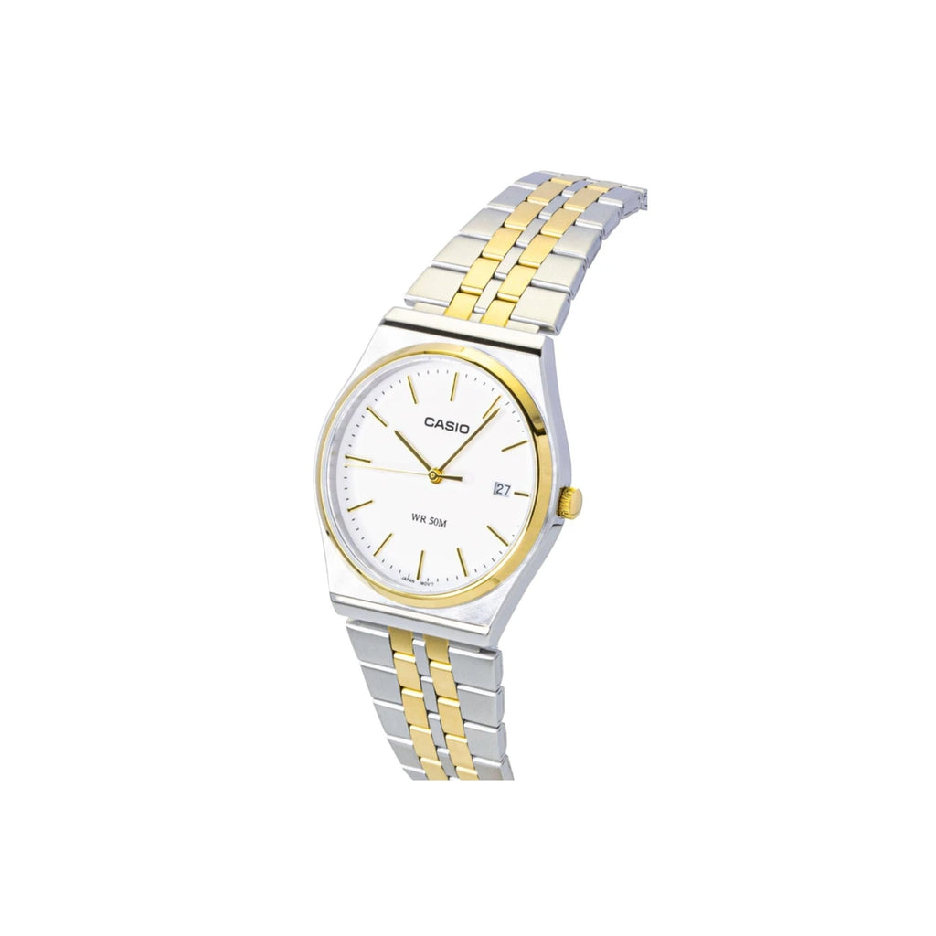 Casio Men’s White Dial Two Tone Stainless Steel Wristwatch - MTP-B145SG-7AVDF