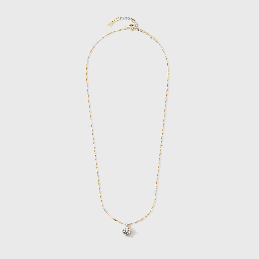 Moissanite Round 1ctw Solitaire Necklace (Gold)