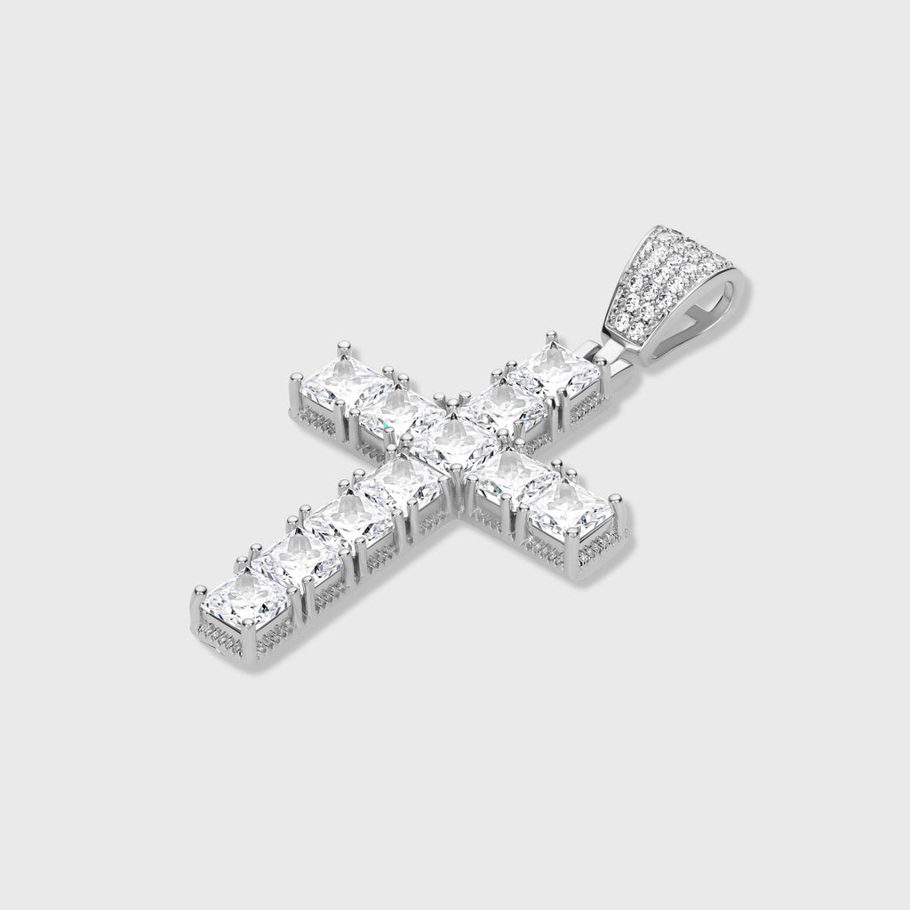 Cross Pendant - Princess Diamond Cut (Silver)