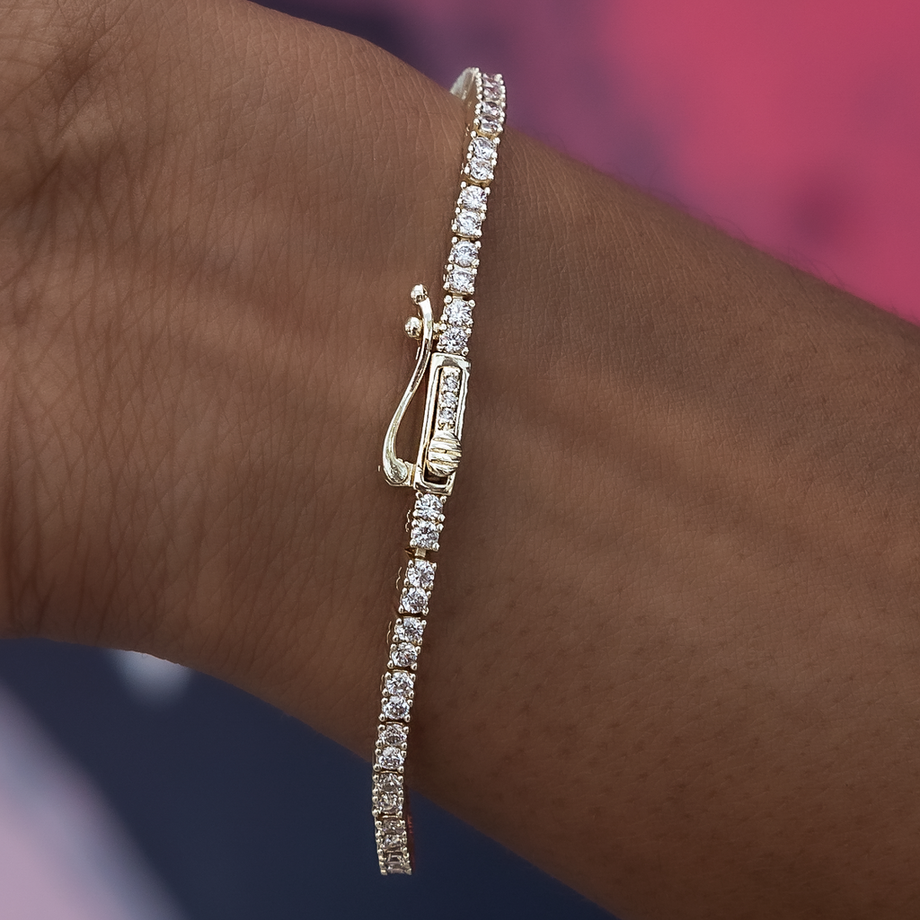 Diamond Tennis Necklace + Bracelet Bundle in Yellow Gold- 2mm