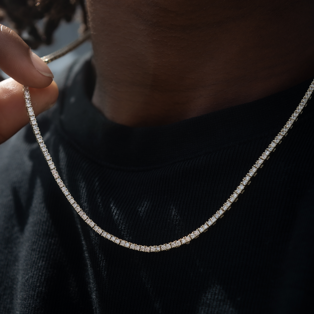Diamond Tennis Chain in Yellow Gold- 2mm