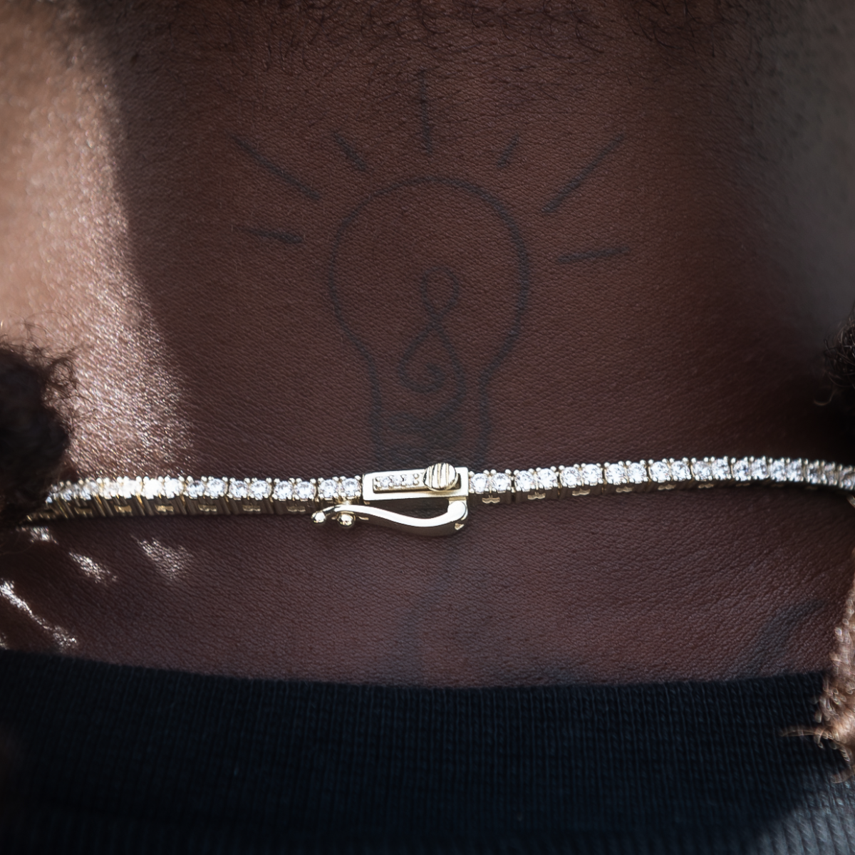 Men's Moissanite Diamond Tennis Chain in Yellow Gold Vermeil - 2mm