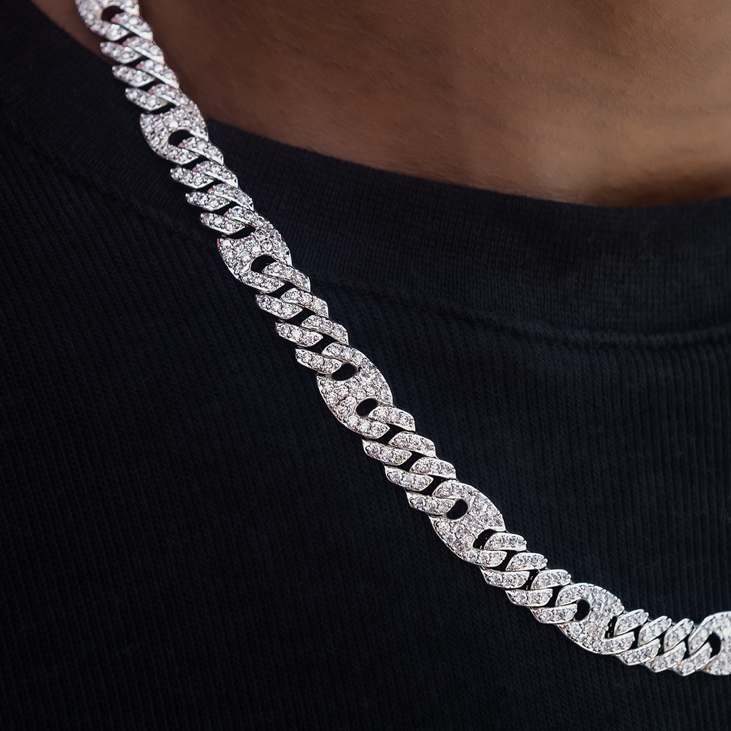 Iced Mariner Cuban Chain in White Gold- 9mm