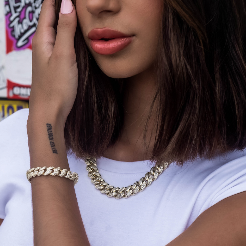 GLD Diamond Cuban Link Necklace in Yellow Gold- 12mm