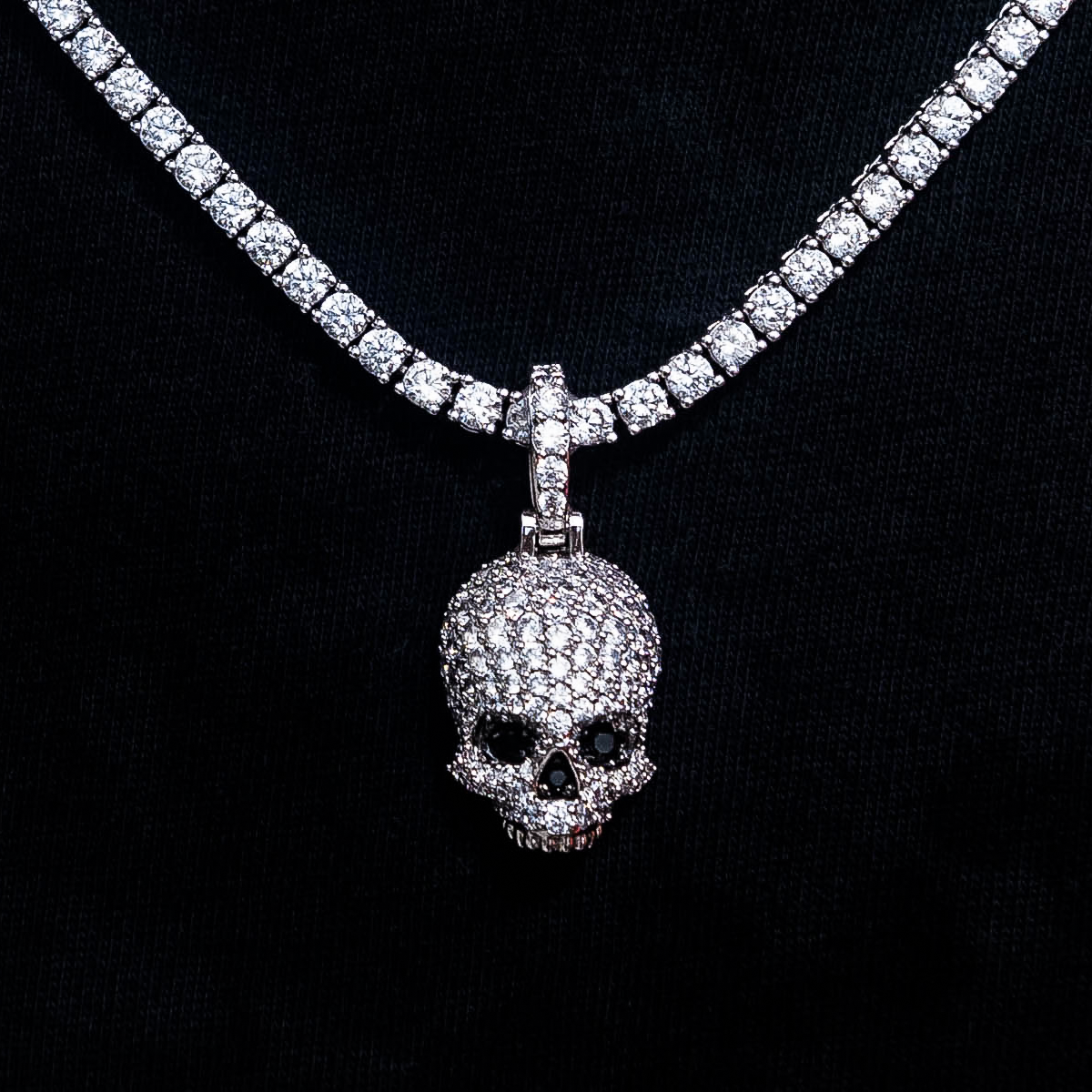 Iced Black Stone Skull Pendant