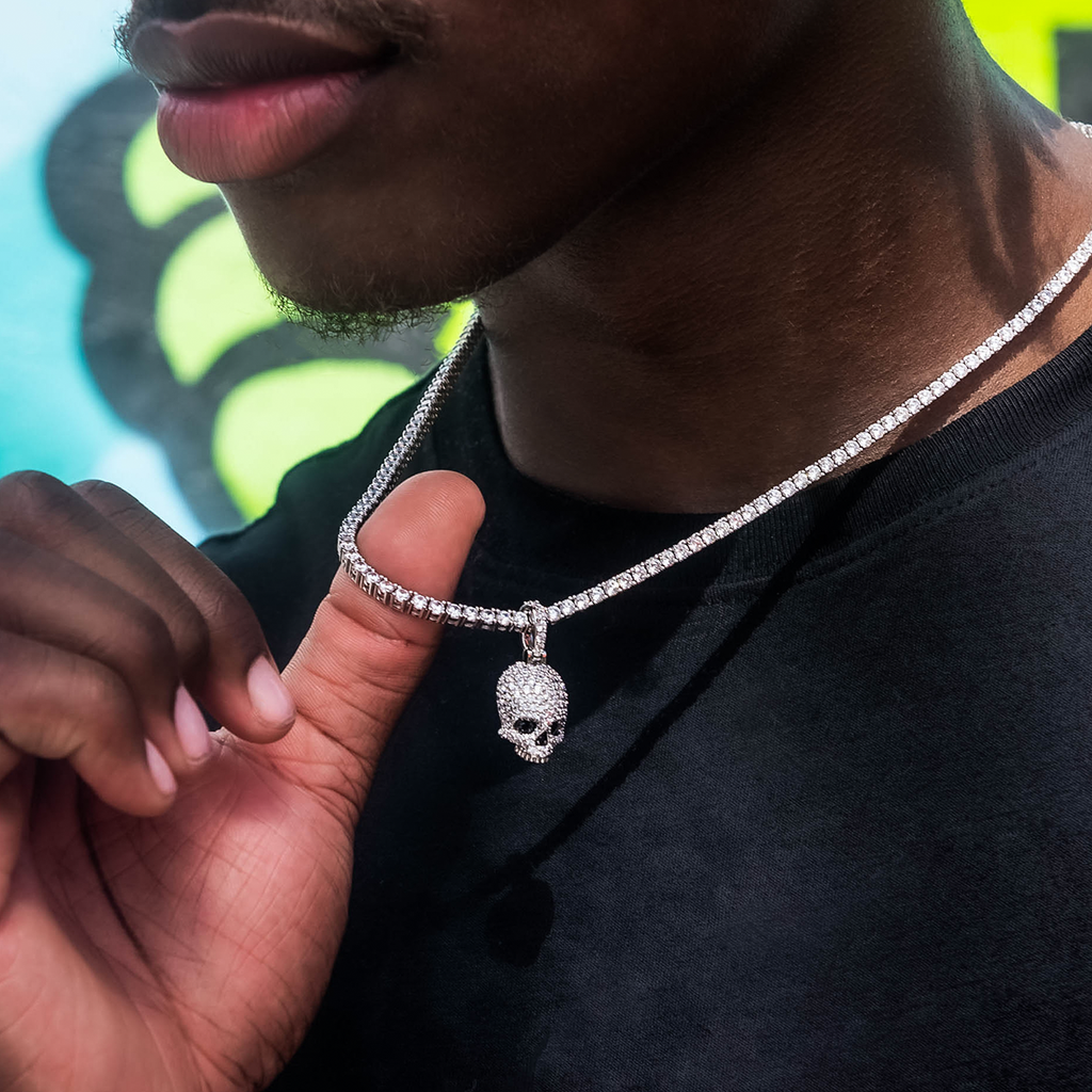 Iced Black Stone Skull Pendant
