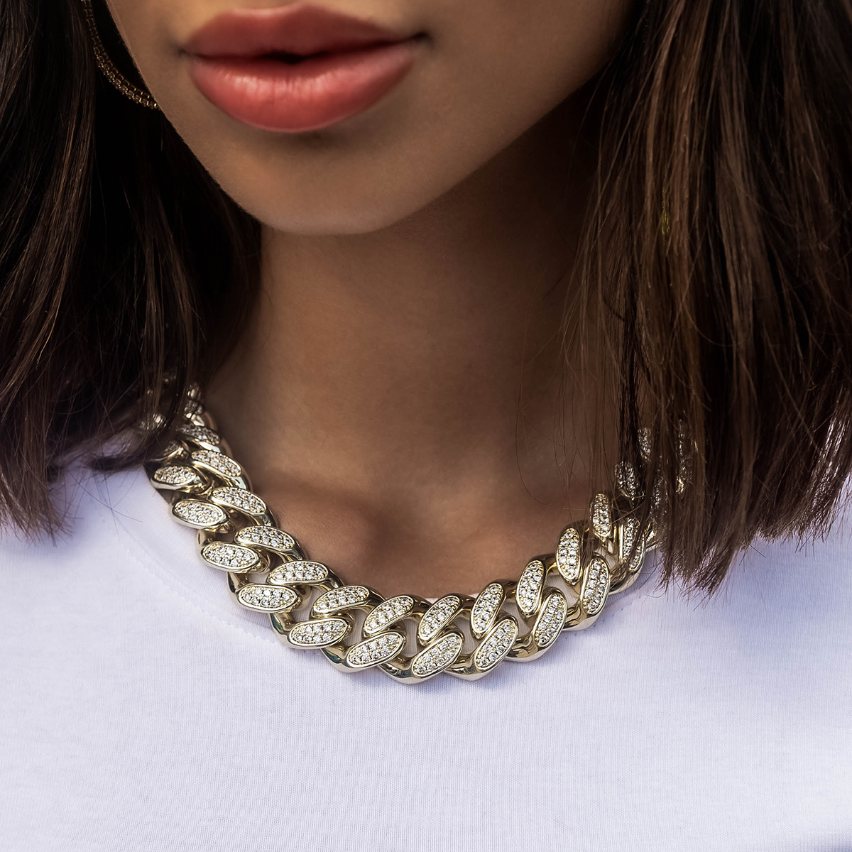 GLD Diamond Cuban Link Necklace in Yellow Gold- 19mm