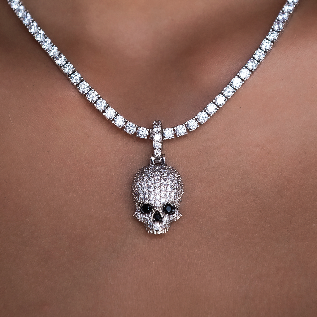 Iced Black Stone Skull Pendant