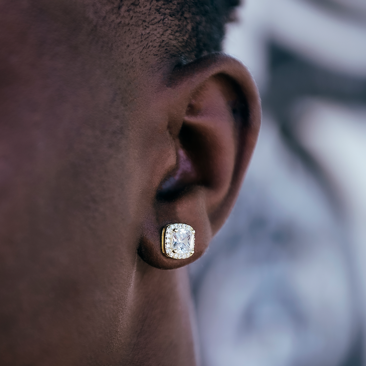Cushion Cut Earrings in Yellow Gold
