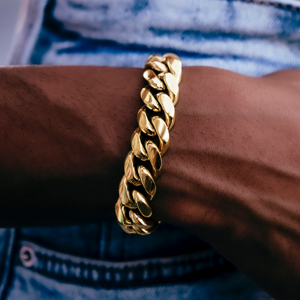 GLD Signature Cuban Link Bracelet in Yellow Gold - 12mm