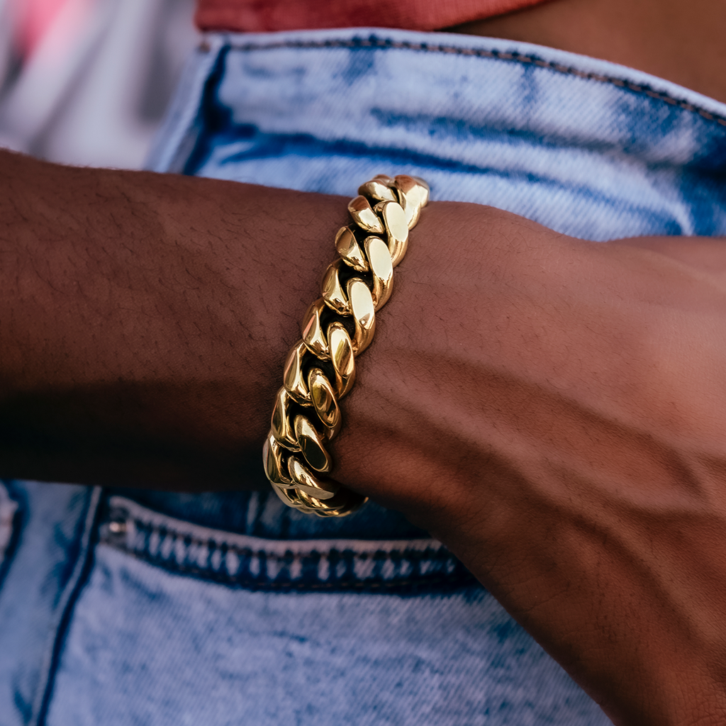 GLD Signature Cuban Link Bracelet in Yellow Gold - 12mm