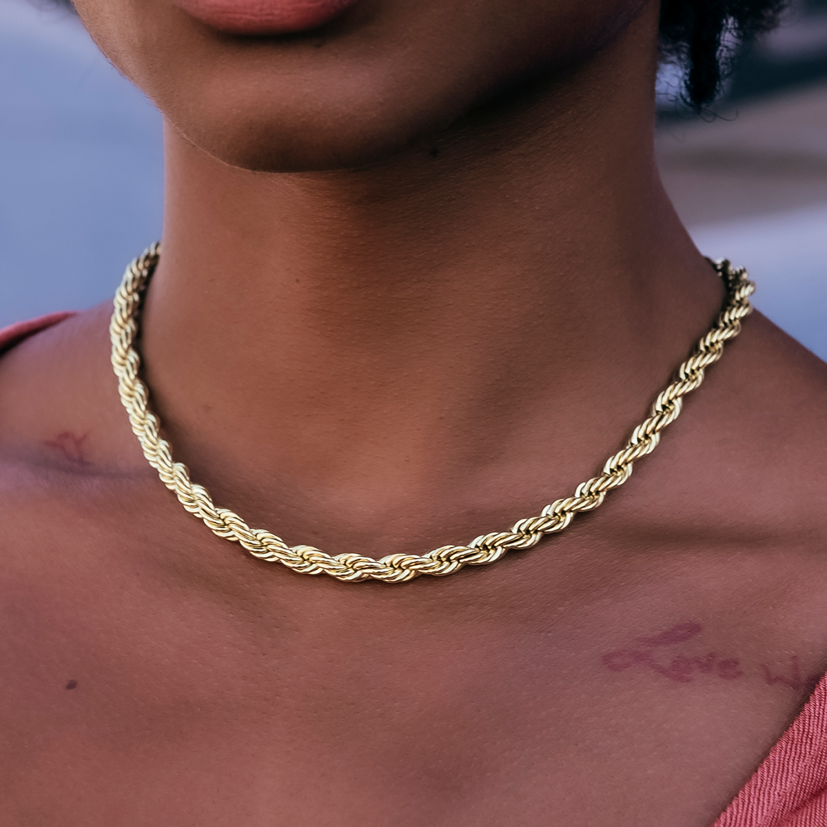 Rope Necklace in Yellow Gold- 6mm