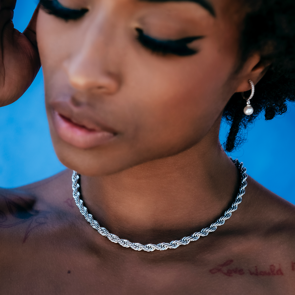 Rope Necklace in White Gold- 6mm