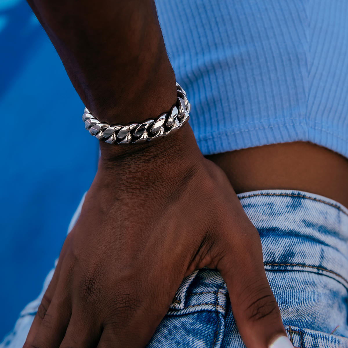 GLD Signature Cuban Link Bracelet in White Gold - 12mm