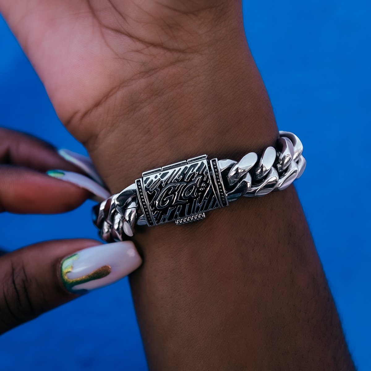 GLD Signature Cuban Link Bracelet in White Gold - 12mm