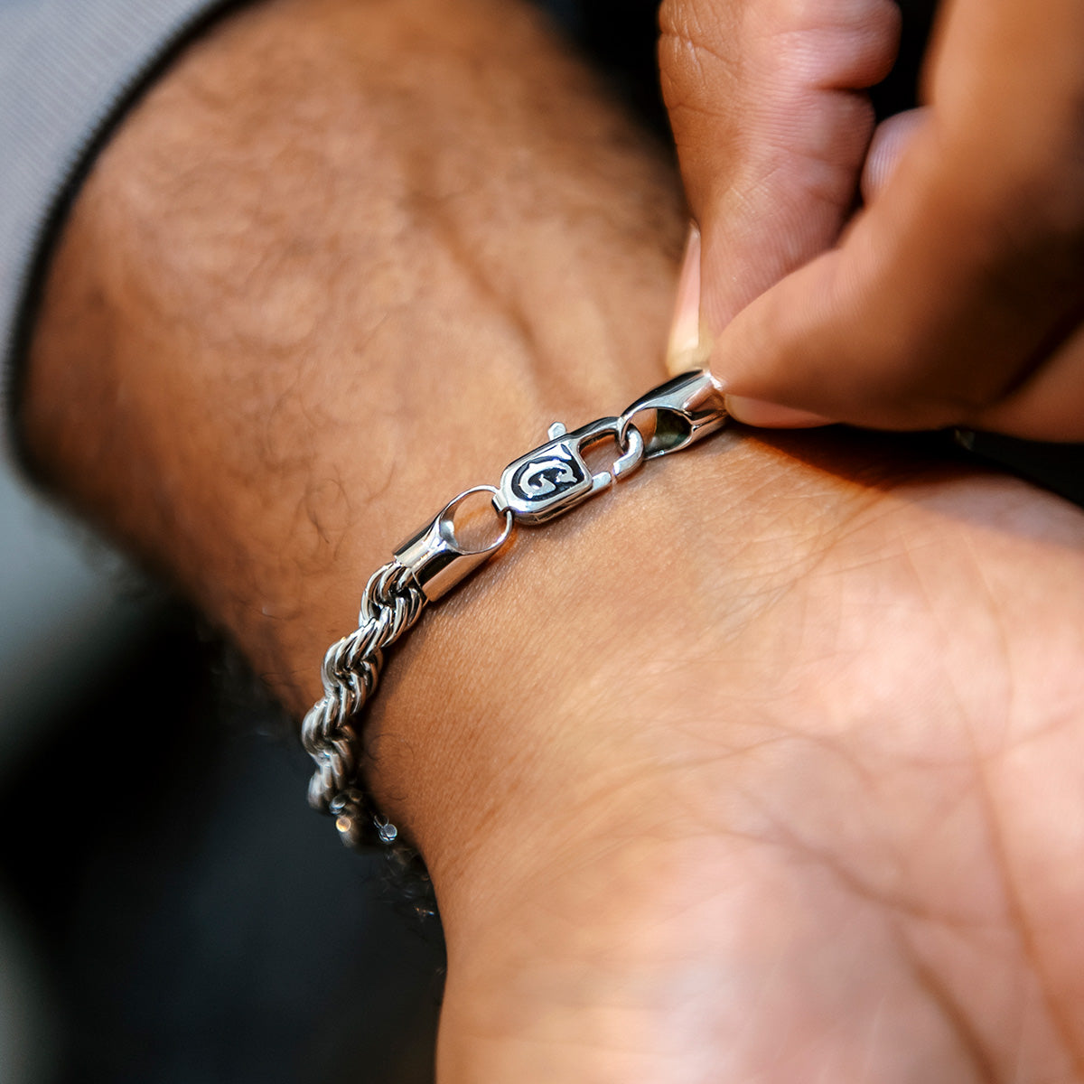 GLD Rope Bracelet in White Gold- 6mm