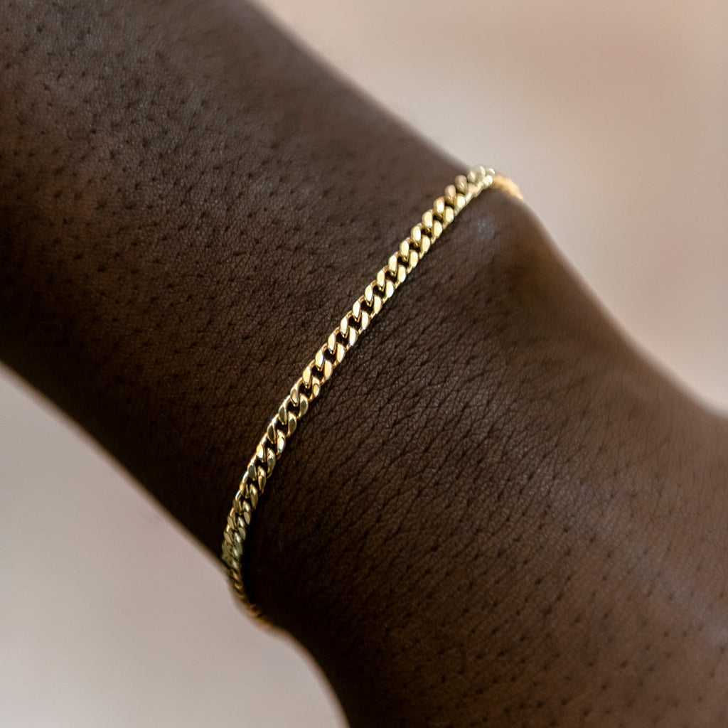 Micro Cuban Bracelet in Yellow Gold- 3mm
