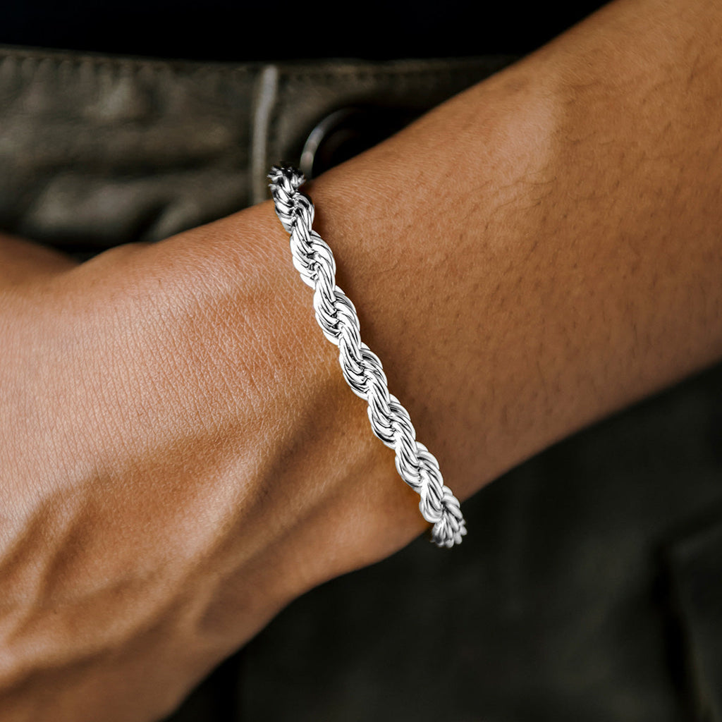 GLD Rope Bracelet in White Gold- 6mm