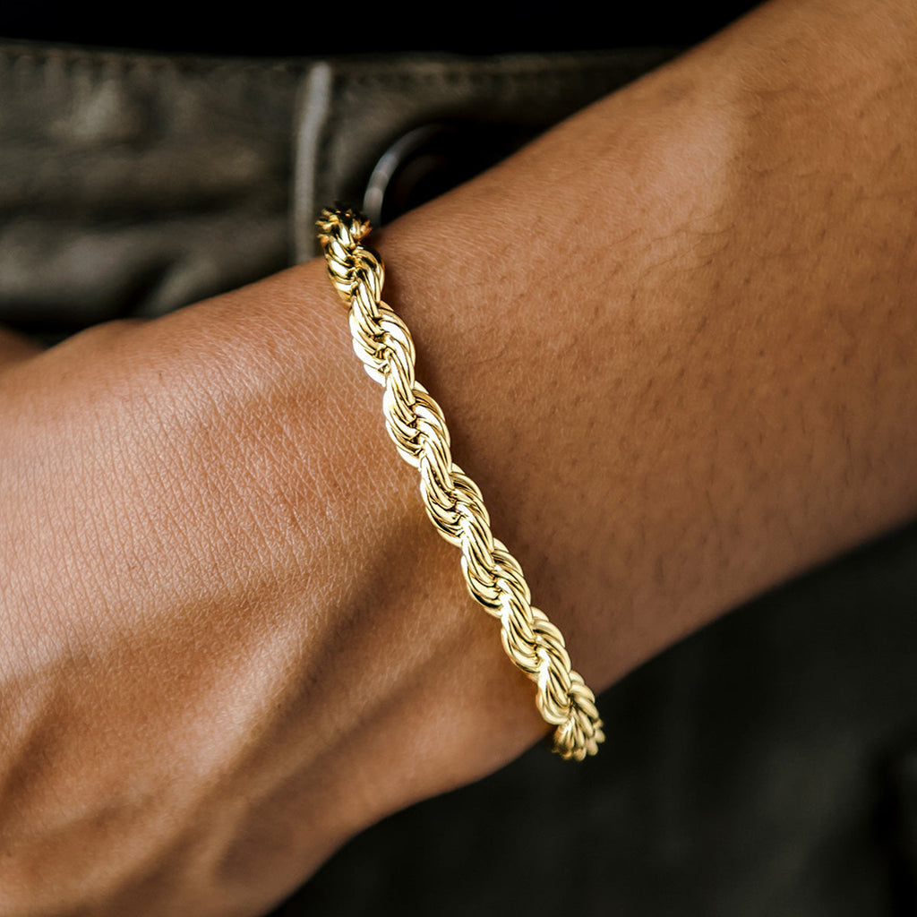 Rope Chain Bracelet in Yellow Gold Vermeil - 6mm