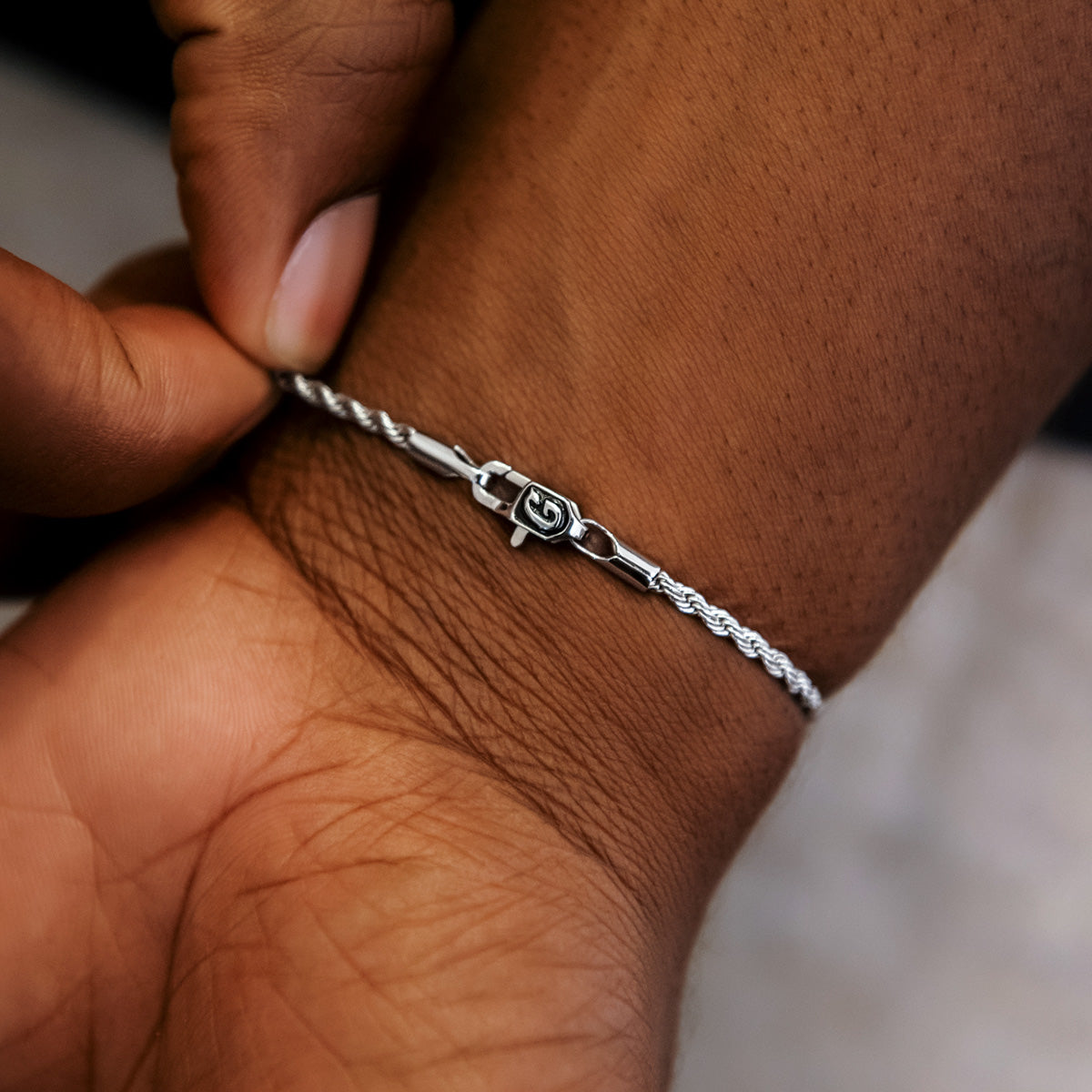 GLD Rope Bracelet in White Gold- 2mm