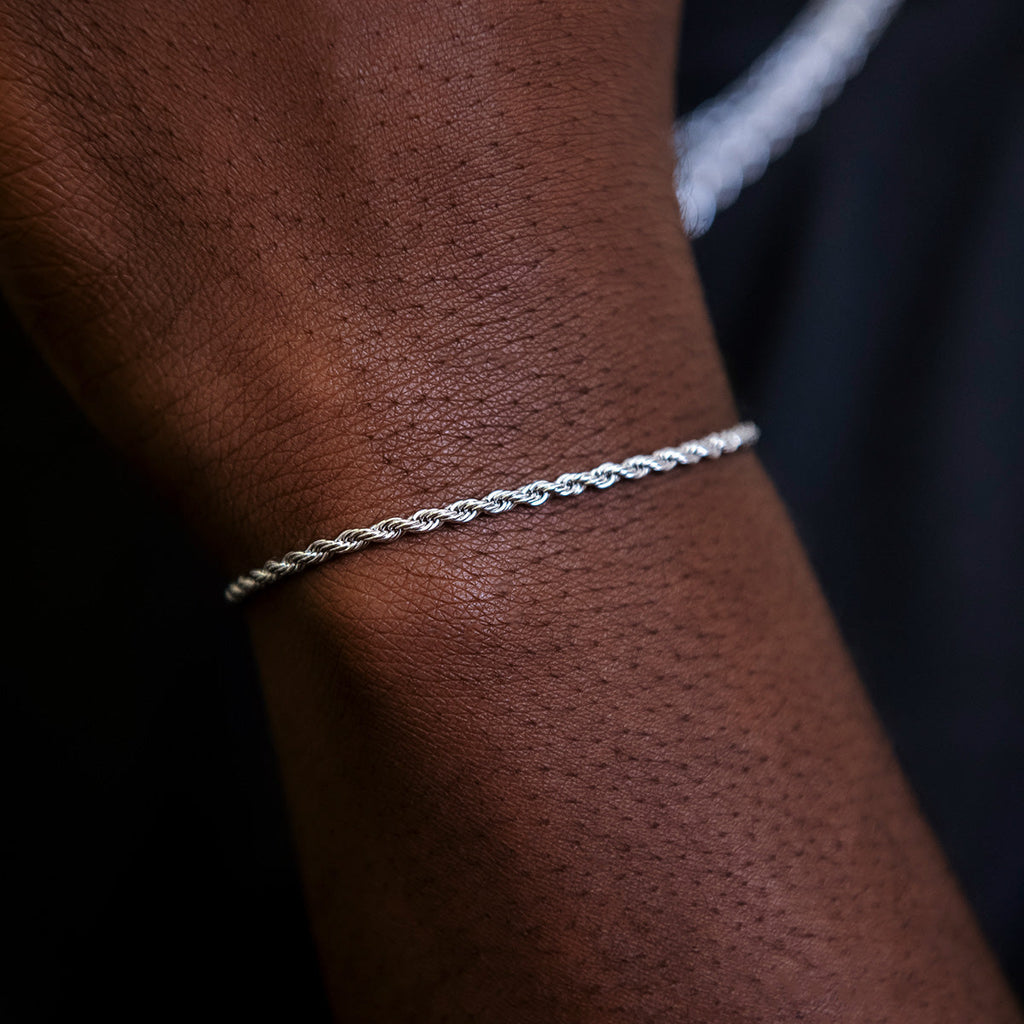 GLD Rope Bracelet in White Gold- 2mm