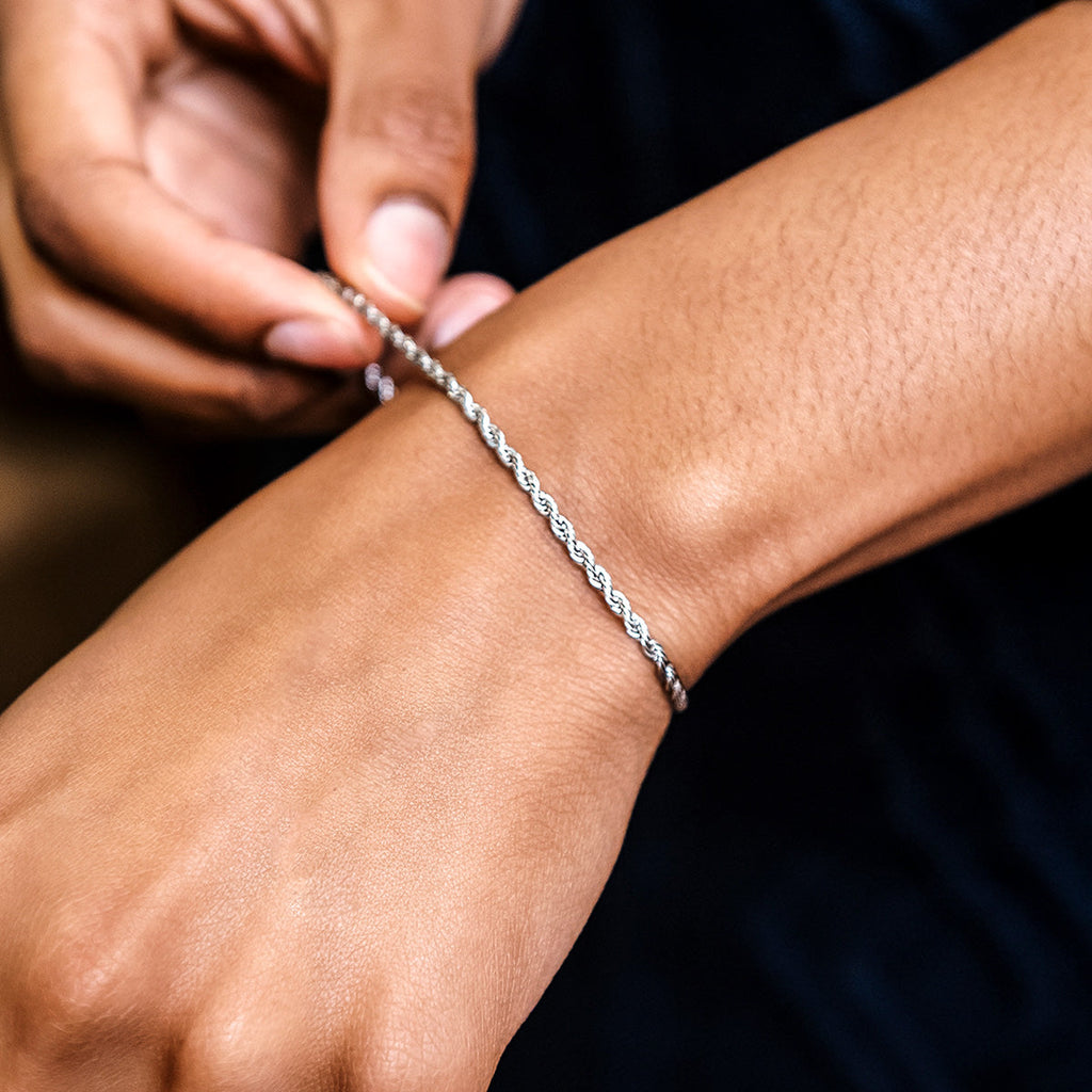 GLD Rope Bracelet in White Gold- 2mm