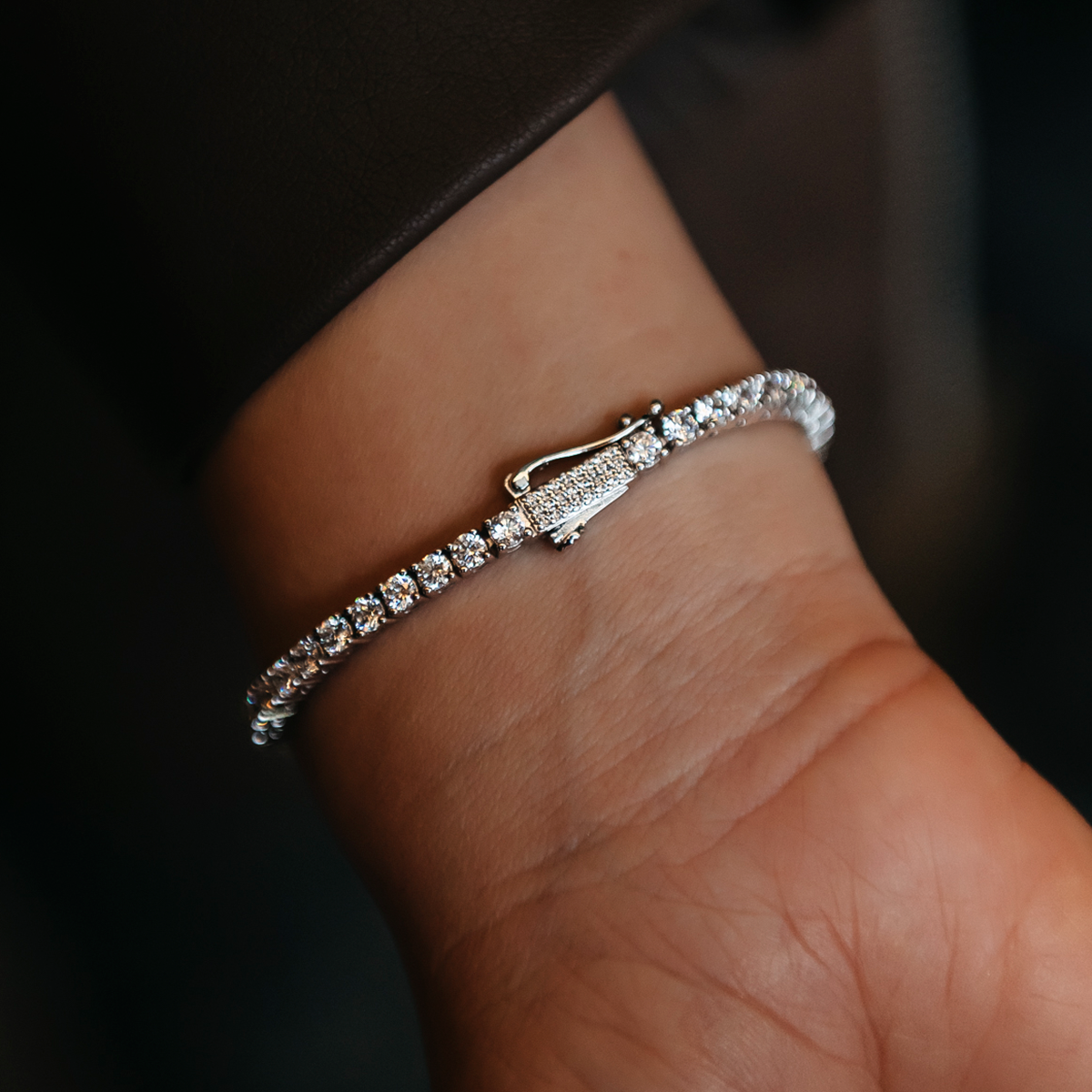 Moissanite Heart Tennis Bracelet in Sterling Silver