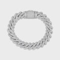 Iced Prong Cuban Bracelet (Silver) - 12mm