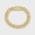 Iced Prong Cuban Bracelet (Gold) - 12mm