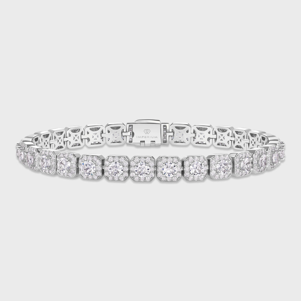 Women's Clustered Tennis Bracelet (Silver) - 8mm