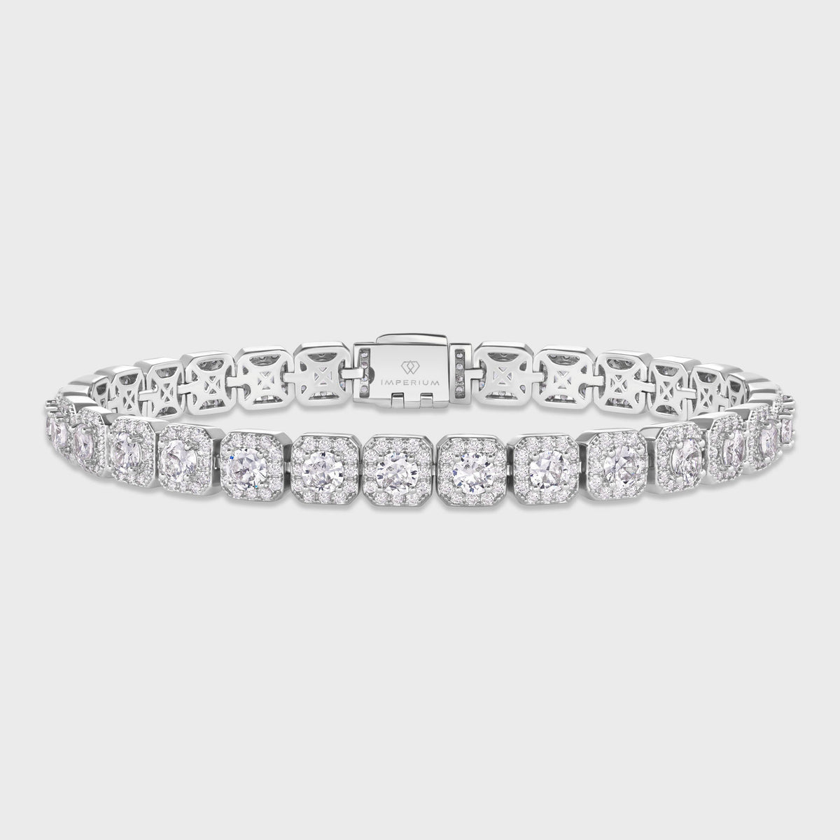Women's Clustered Tennis Bracelet (Silver) - 8mm